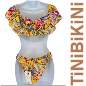 TiniBikini 2 Piece yellow Floral Print Bikini